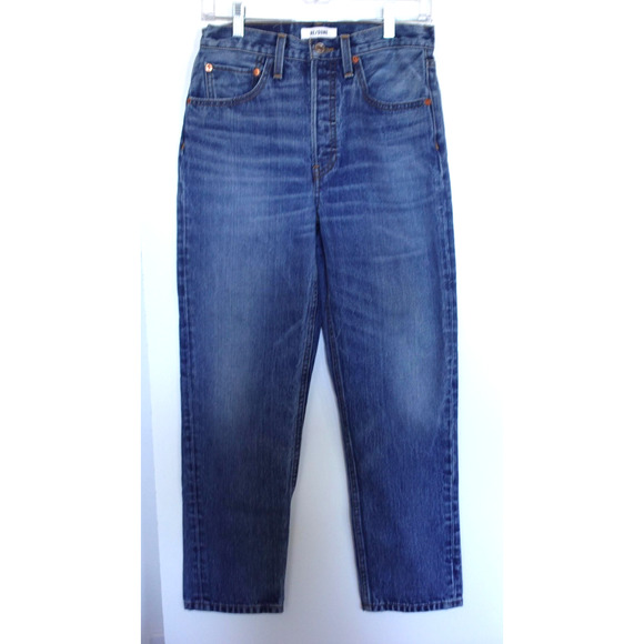 RE/DONE Originals Jeans Womens 26 Blue High Rise Straight Button Fly Rigid Denim - Picture 1 of 11